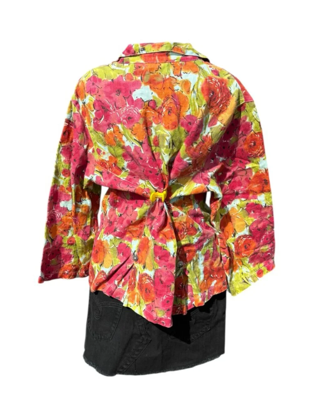 100% linen vintage 90s Y2k artsy floral cropped button up jacket‎ phoebe